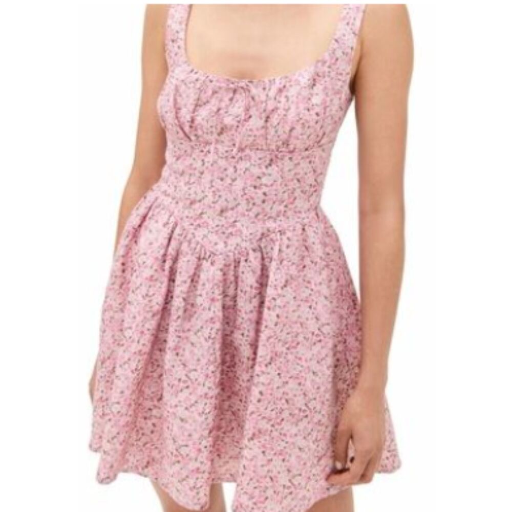 Reformation Daria Linen Floral Mini Dress Pink Size 2
